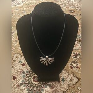James Avery Sterling Silver Hammered Sunburst Pendant With Cord Necklace